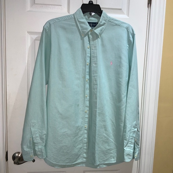 Ralph Lauren Classic Fit striped button down shirt Sz XL 100% cotton logo - Picture 1 of 7